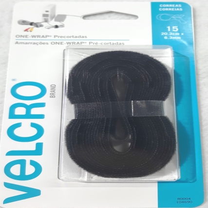 Velcro correas precortadas  negras 15 u 