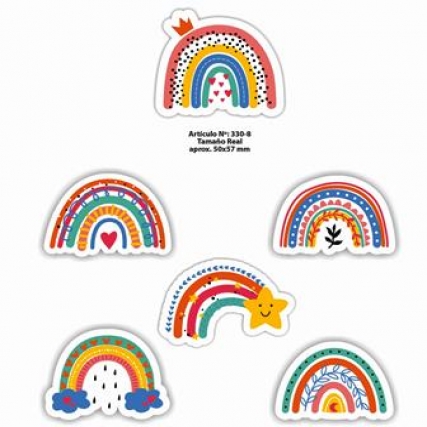 Aplicacion estampada arco iris x 6 unid