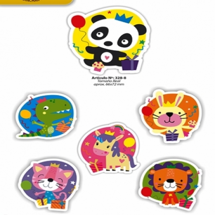 Aplicacion estamp animales fiesta x 6 un