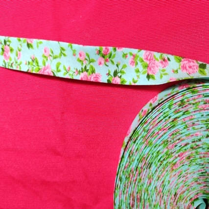 Cinta bies 20 mm rosas f/verde x 25 mt
